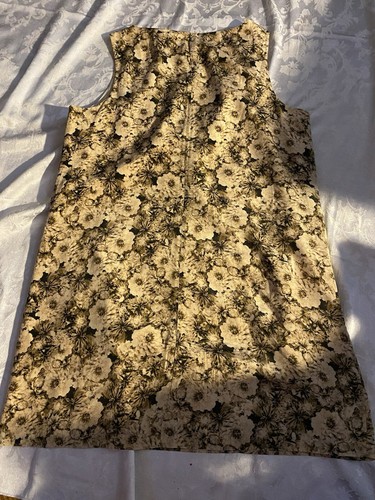 Broadway & Broome size L tan/brown/black floral shift dress sleeveless EUC zips - Picture 2 of 5
