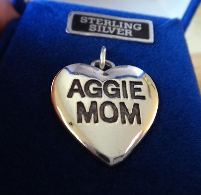 Sterling Silver 20x18mm smooth Texas A&M University Aggie Mom