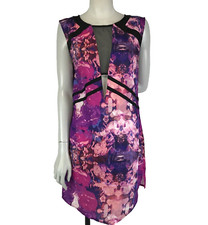 Stylestalker Dress Pink Size 10 Purple Floral Homies Shift Sleeveless Cut Out