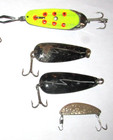 8 Fishing Spoons Vintage Black Red White Yellow Gold Silver Spinner Lures — photo 3