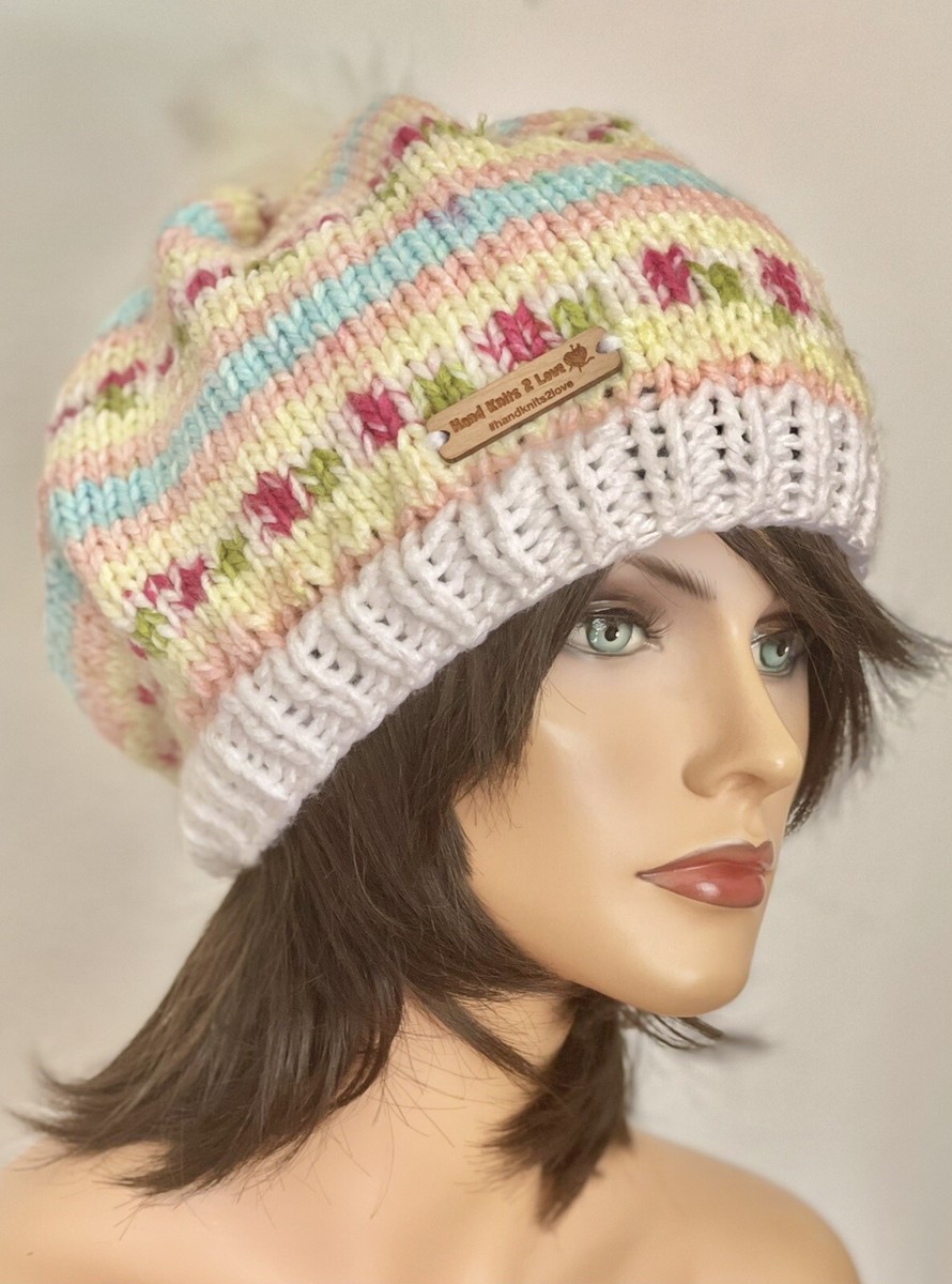 Hand Knits 2 Love Set Hat & Scarf Slouch Beanie Neck warmer 