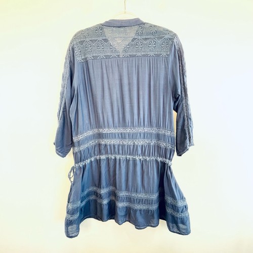 Melissa Odabash Size L 14 Navy Blue Tunic Top With Waist Tie Designer - Picture 10 of 15