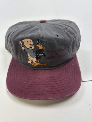 WARNER BROTHERS VINTAGE 1991 PORKY PIG & DAFFY DUCK SNAPBACK HAT CAP ACME USA