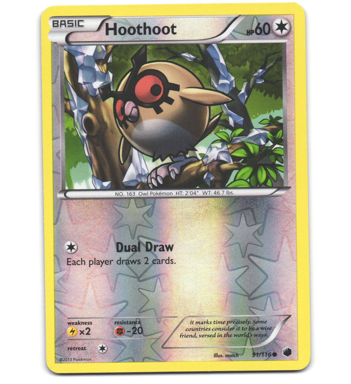Pokemon 2013 Near Mint NM Hoothoot 91/116 Plasma Freeze REVERSE Card