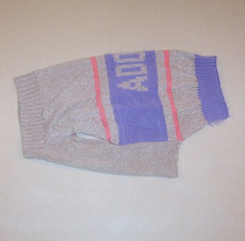 Knit Tan Peach Lavender Striped "ADORBS" Print Light Weight Dog Sweater Medium - Picture 3 of 3