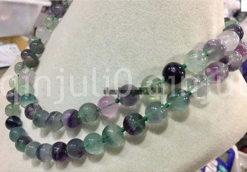 Genuino Natural 8/10mm Multicolor Fluorita Gemas Redondas Joyería Collar 18-100"" Foto 3 de 3