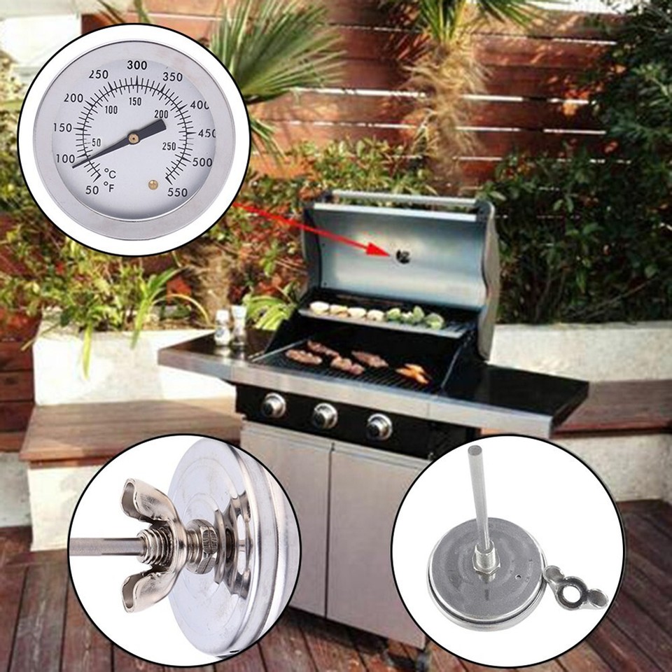 Termometro Da Forno In Acciaio Inox - Con Gancio, Doppia Scala Celsius/Fahrenheit Fino A 400°C - Foto 3