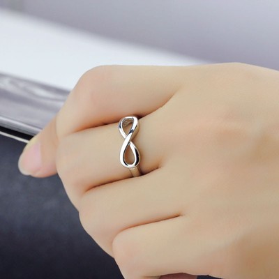 Elegant Women 925 Sterling Silver Infinity Infinite Knot Love Finger Ring SZ 6-8