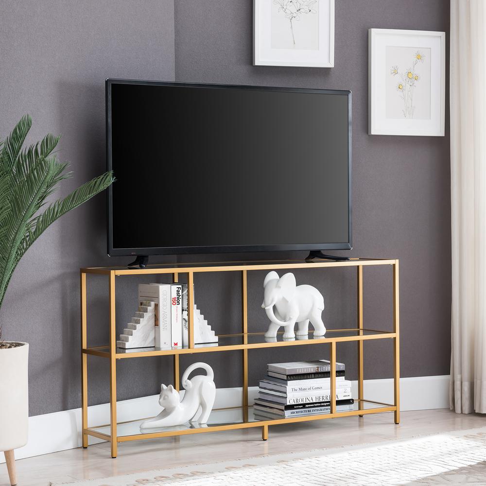 Clark Hexagonal TV Stand for TV's up to 55" in Brass