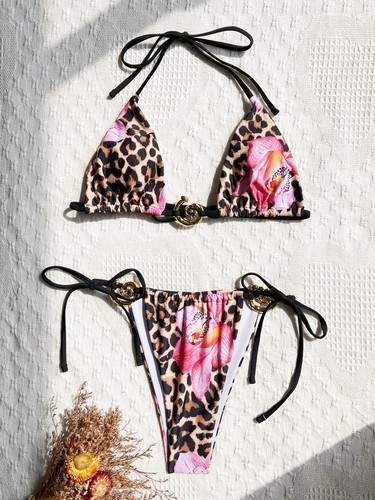 Sexy brasilianischer Damen-Bikini Seitenstring Badeanzug bedruckt Bademode Badeanzüge - Bild 62 von 64