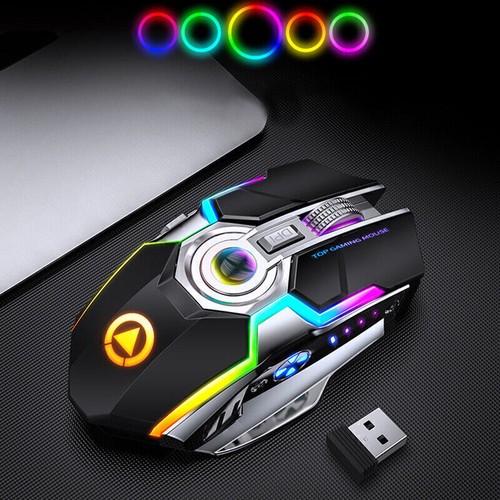 Wireless Gaming Mouse Rechargeable Ergonomic RGB Backlit For Laptop Computer - Picture 4 of 14