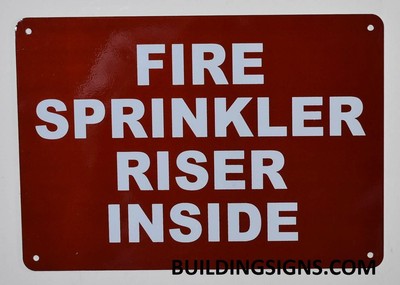 FIRE Sprinkler Riser Inside Sign (RED,Reflective, Aluminium 7X10 )-REF24-1027