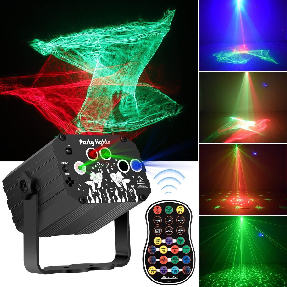 Lampada Disco 3-in-1 Con Laser E LED RGB – Telecomando, Modalità Sensibile Al Suono, Per Feste, Compleanni E Matrimoni