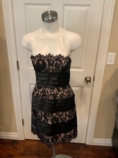 BCBG Max AzriaBlack Floral Lace Strapless Mini Dress, NWT! $360 Size 2P
