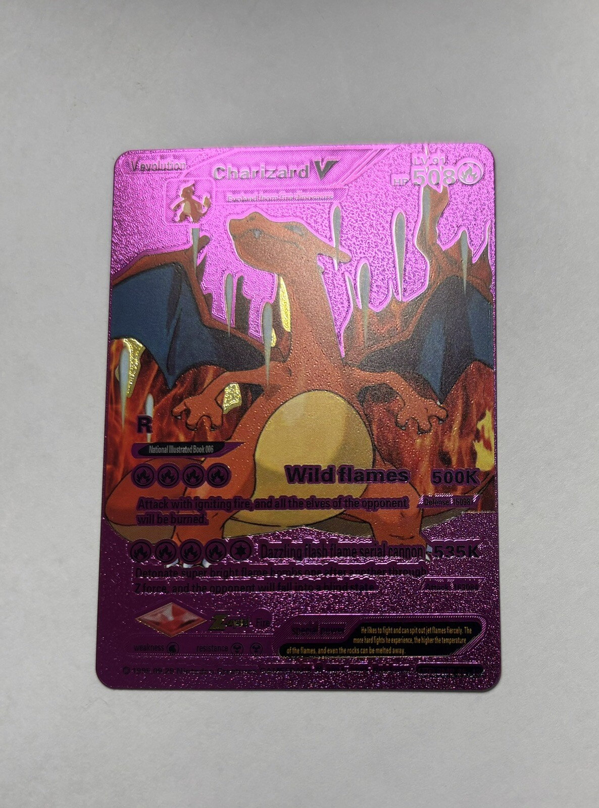 Charizard V Magenta Foil Display Card hp 508 Evolution NM