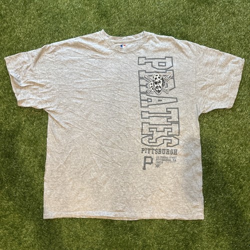 Official MLB Pittsburgh Pirates Graphic Tee Shirt Gray Heathered Mens Size 2XL