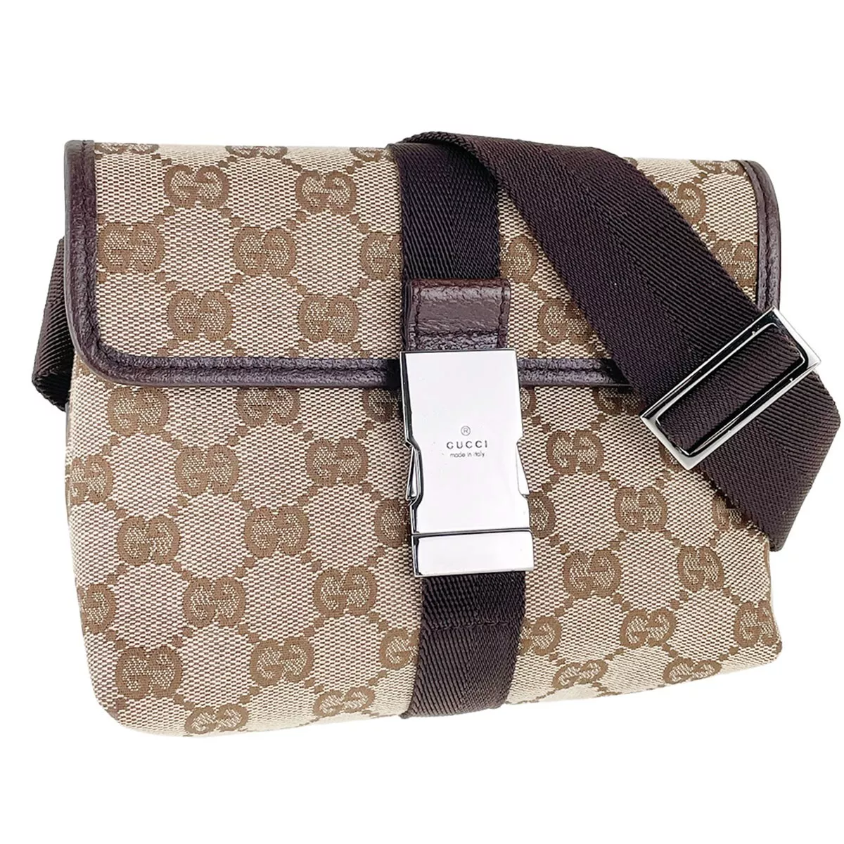 Sac GUCCI GG toile tissu cuir beige marron taille 2739