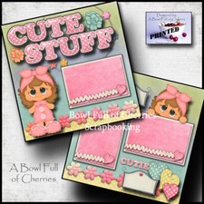 CUTE STUFF  girl 2 pre-made scrapbook pages paper printed layout CHERRY 0056