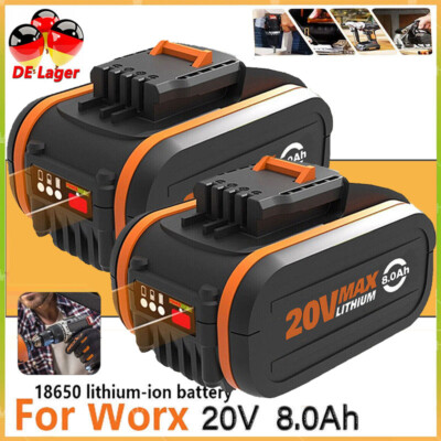 2X 8000mAh Akku Für Original Worx Akku 20V MAX WA3551 WA3572 WA3553, WX390 DHL