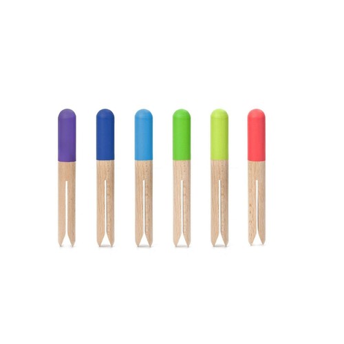 Food Bag Clips Set Of 6 Buoy Kitchen Storage Wooden Pegs Colour Kikkerland - Picture 2 of 2