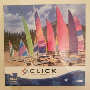 Mega Puzzles Colorful Sailboat Beach Scene 1000 Piece Jigsaw Puzzle Complete Ebay