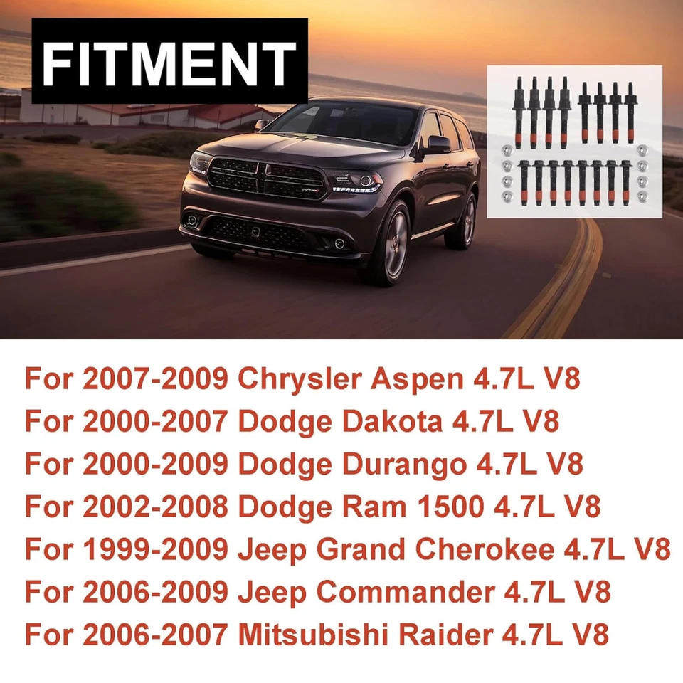 Kit de herrajes de perno colector de escape tuerca de perno para 99-09 Dodge Chrysler Jeep 4,7 L Foto 2 de 4