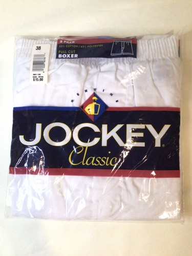 Genuine Jockey Classic Full Cut Boxers 2 Pack White Size 38 Vintage 1990s