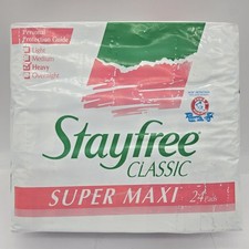 Vtg Stayfree Classic Super Maxi 24 Count Pads Arm & Hammer 