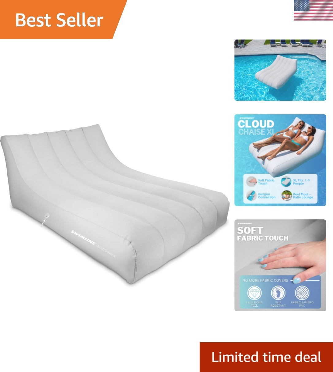 Luxurious Cloud Chaise XL Lounge Float | Perfect for Pool, Lake & Backyard Fun