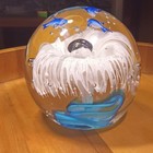 Murano Style Art Glass Sphere Aquarium W/3 Dolphins Around White Coral — photo 3