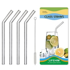 Borosilicate Glass Straws for 16 oz Tumbler, 9 inch 8mm BPA 9 inch, Clear
