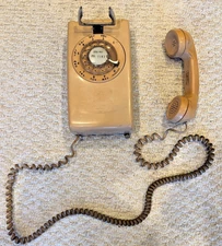 Vintage 554 Rotary Dial Wall Telephone Beige Northern Telecom 80s
