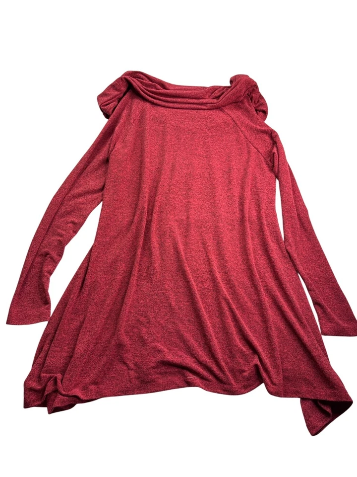 Belle Gray By Lisa Rinna Red Black Knit Long Sleeve Tunic Top Size S - Image 2 of 4