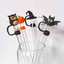 Halloween Straw Cover Cap For Cup Reusable Silicone Straw Topper For 10mm Straw