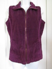 Woolrich Women's Wide Corduroy Eggplant Purple Cotton Zipper Vest Pockets M