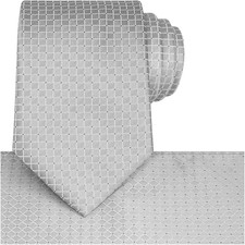 Mens Checkered Tie Set Solid Color Festive Necktie Pocket Square