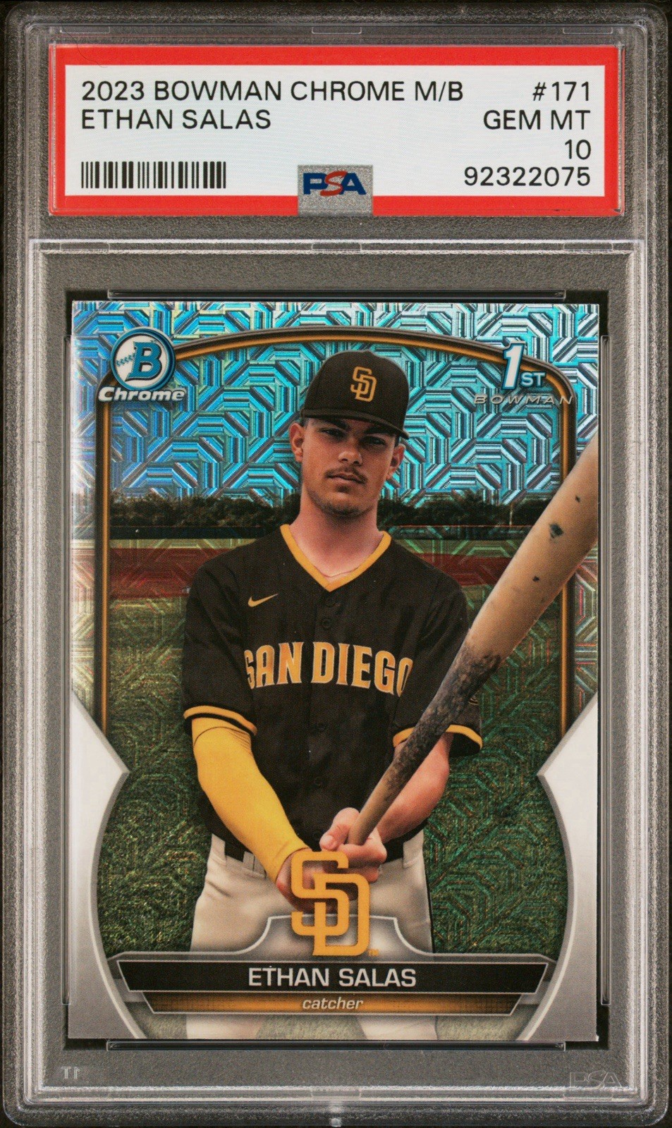 2023 Bowman Chrome Mega Box ETHAN SALAS 1st Bowman Mojo Refractor PSA 10 GEM