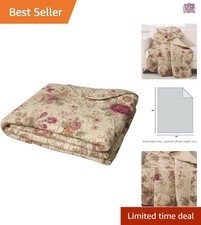 Cotton Quilt Throw Blanket 50x60 Floral Rose Ecru Durable Home Decor