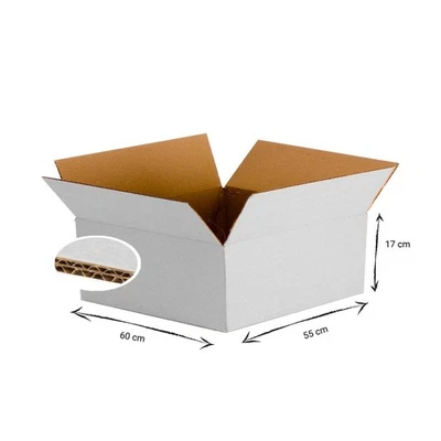 Weiße Verstärkte Kartonbox Mit Doppelwelle 600 X 550 X 170 Mm - Bild 1 von 4