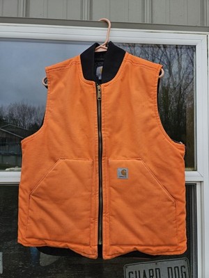 Vintage RARE Carhartt MED Hunting Vest Coat Jacket V01 BLZ High Vis Orange 