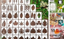 Leaf Stencils for Crafts Small Leaves and and Branches Paint Plant 42 leaves