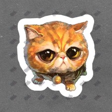 Adorable Orange Cat Vinyl Sticker Cute Cat Decal for Laptops, Water 879719