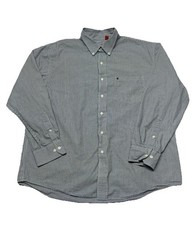 Izod Blue White Check Button Business Casual Dress Shirt Mens Sz XL Classiccore