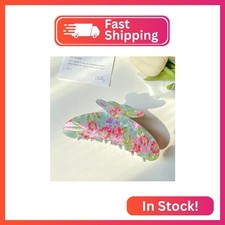 4.3" Floral Pattern Print Large Vintage Hair Claw Clip Non-Slip Shell French Sty