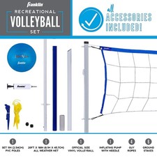 FRANKLIN Recreational (Backyard & Beach) Volleyball Set - Quick Setup! (NEW)