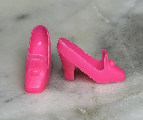 Vintage MOD *Barbie* Francie Shoes: Hot Pink Pilgrims, FLAWS, Chunky High Heels