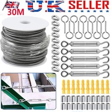 30M Garden Wire Rope for Climbing Plants Turnbuckle Wire Tensioner Strainer Kit❥
