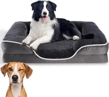 Orthopedic 35" Dog Bed - Grey, Washable  Comfortable Pet Couch