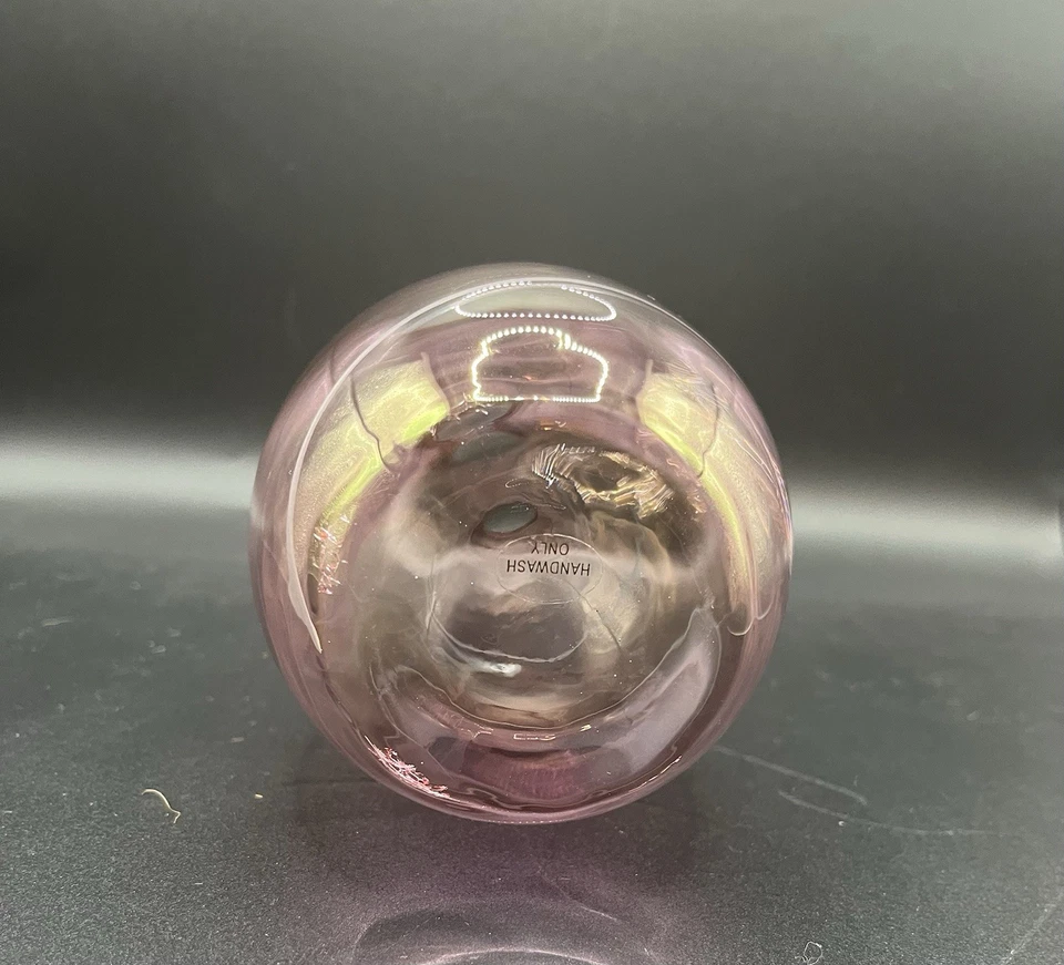 Jarrón vintage Saks Fifth Avenue cristal rosa remolino 8" Foto 3 de 4