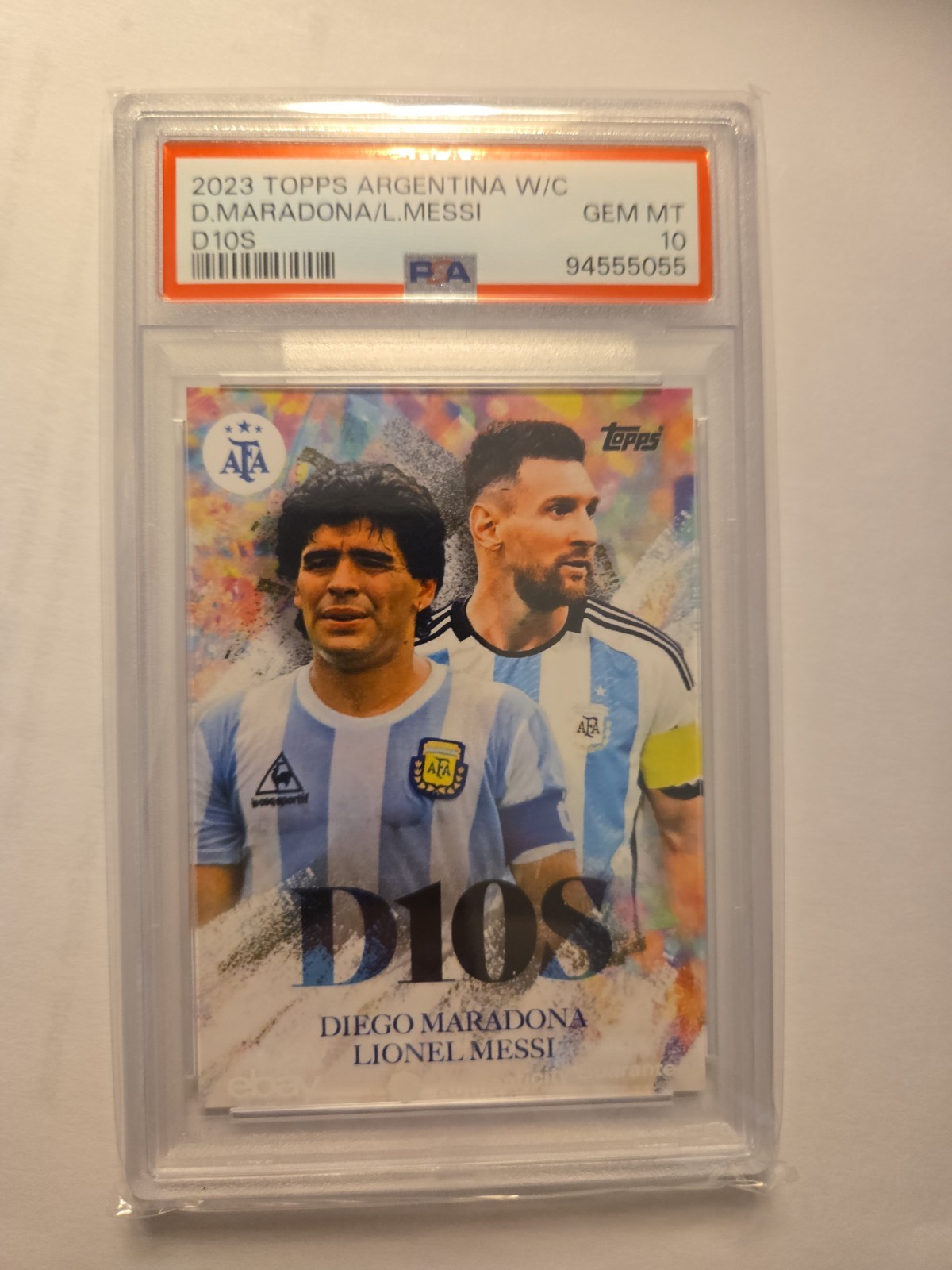 2023 Topps Argentina World Cup  Maradona Leo Messi D10s Psa 10  Great Card